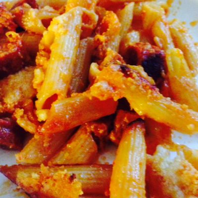 Gratin de penne au chorizo